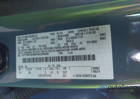 2023 Ford F-150 Xlt from USA, damaged, VIN 1FTFW1E89PKE28600